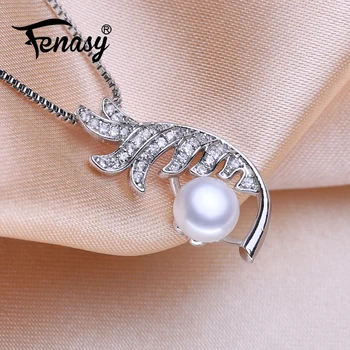 

FENASY Natural Freshwater Pearl Necklaces For Women Bohemian 925 Sterling Silver Flower Pendant Choker Necklace Idea Gift