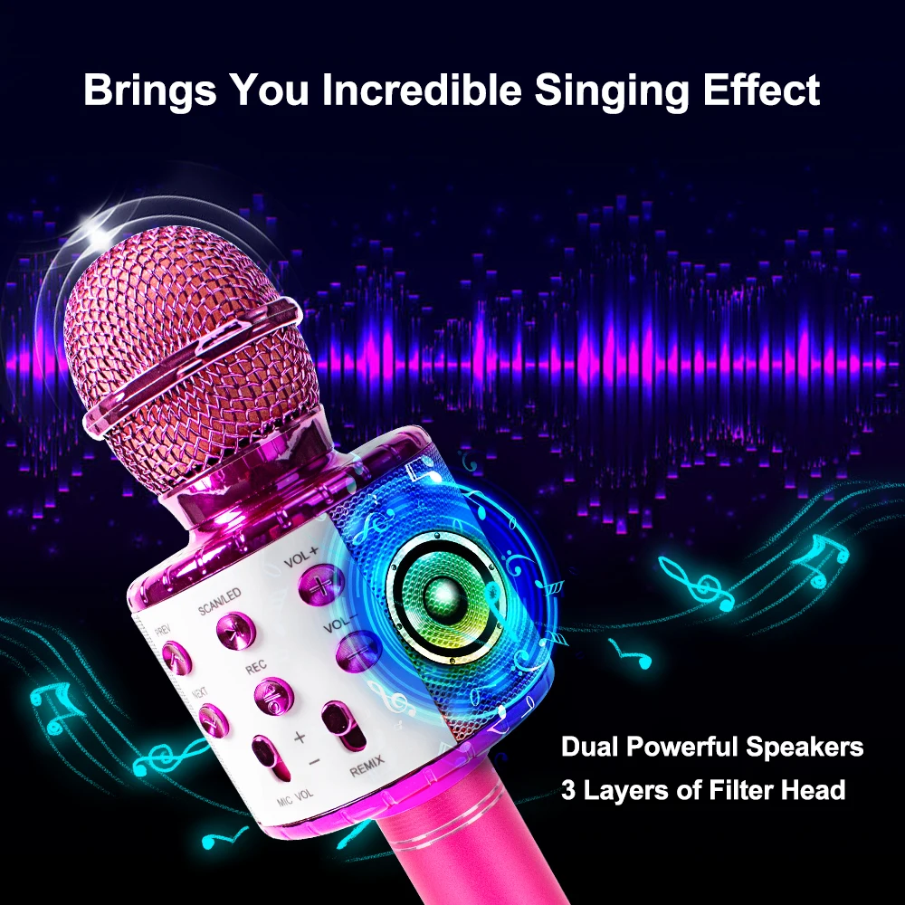 Microphone Sans Fil Rechargeable ROXI MIC84R Rouge - Pour Console Karaoké ROXI RX84, Type Condensateur