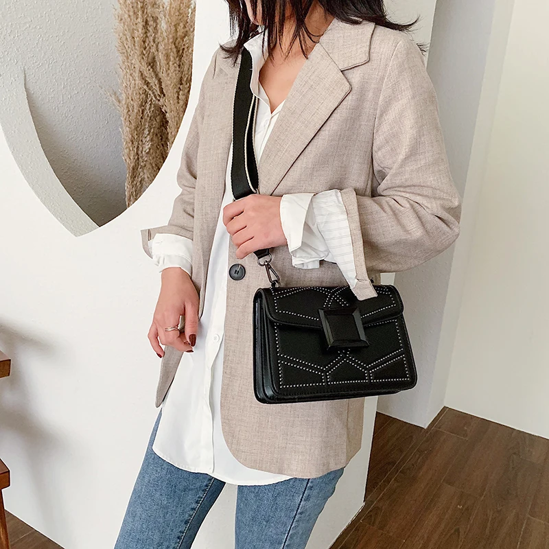 Small PU Leather Rivet Crossbody Bags For Women Lady Fashion Shoulder Messenger Bag Female Travel Handbags