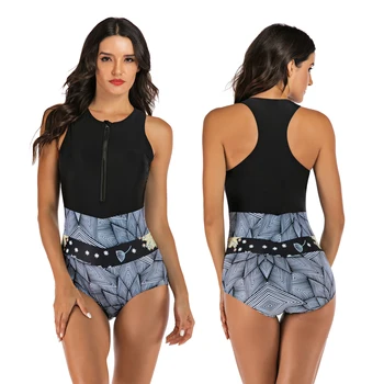 

New 2019 Sport One Piece Swimsuit Competitive Swimwear Women Swimming Suits for Women Patchwork Bathing Suits