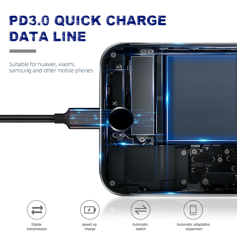 KSTUCNE USB Type C к кабель для Samsung Galaxy S9 Plus PD 60W QC3.0 3A быстрой зарядки устройств C|Кабели