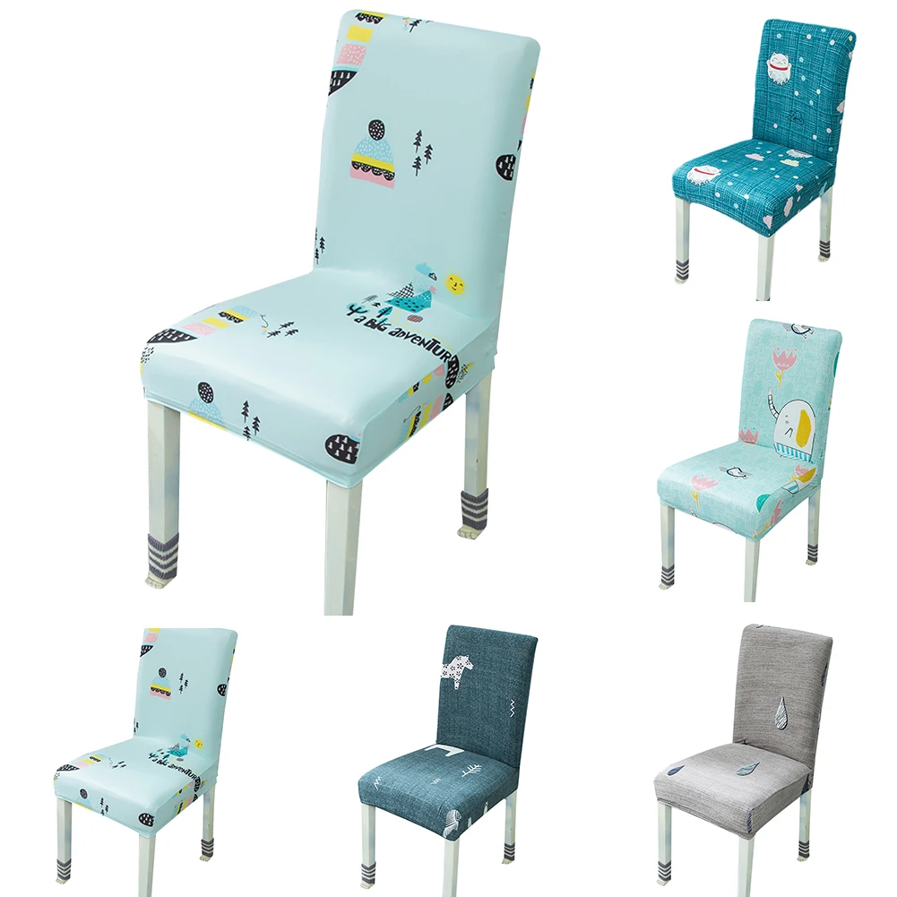

Spandex Elastic Printing Dining Chair Slipcover Modern Removable Anti-dirty Kitchen Seat Case Stretch Chair Cover for Banquet
