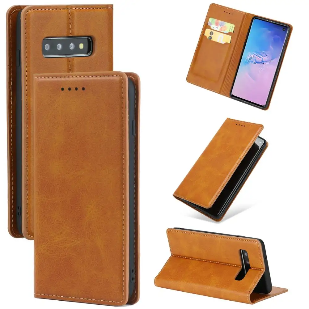 

For Samsung S10 Case Magnetic Folio Leather Wireless Charging Card Slots Case Stand for Samsung Note 10 Soft TPU Back Shell Case