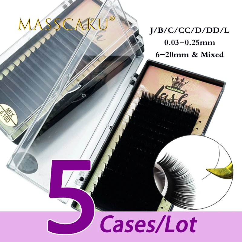 Hot selling 5pcs/lot 0.07 0.10 thickness faux mink eyelash extension c/d curl premium fake bulk makeup tool for professional