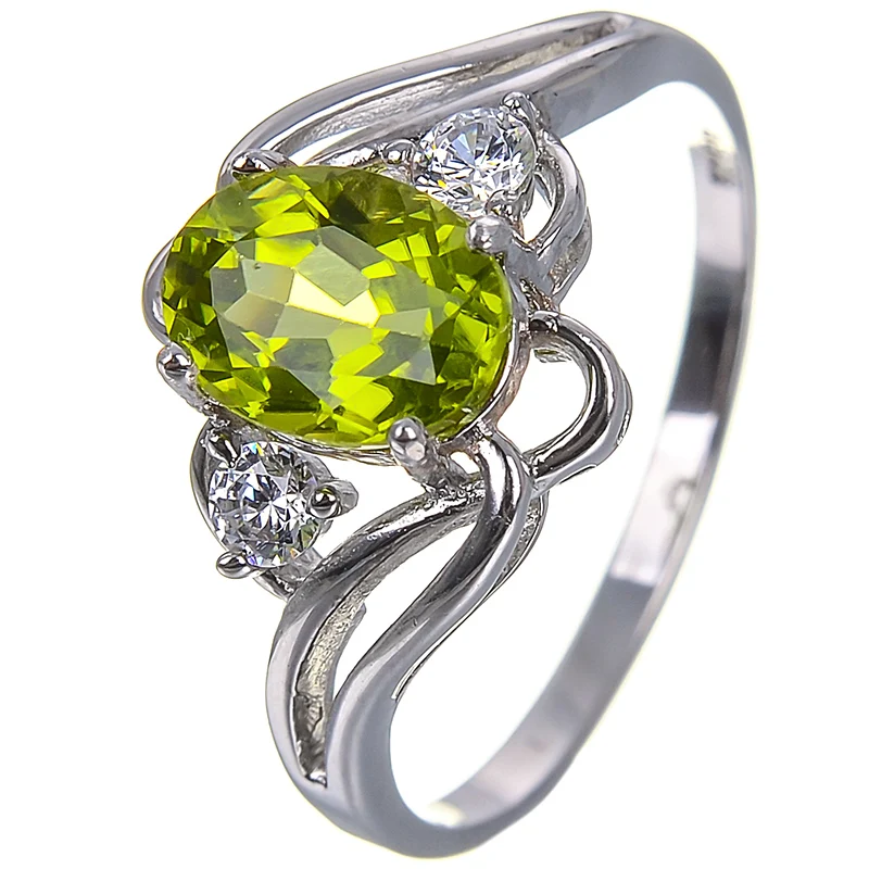 LeeChee 100% Natural Peridot ring for Women 6*8mm Oval green gemstone Real 925 Solid Sterling Silver jewelry for Birthday gift 5
