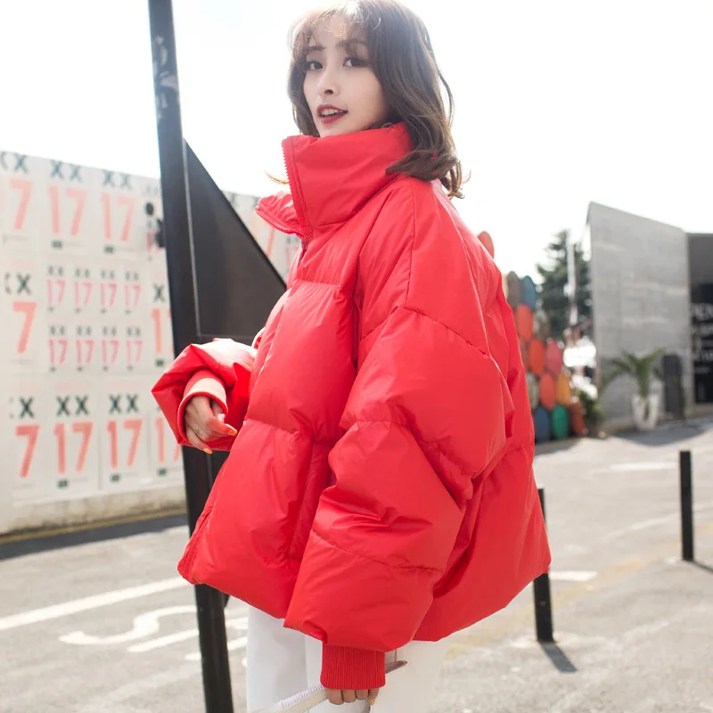 Куртка на утином пуху женское короткое зимнее пальто женская корейская толстая