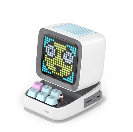 Белый Divoom DITOO Pixel Bluetooth беспроводной динамик механический Ретро Мини компьютер модель умный динамик будильник Рождественский подарок - Цвет: Белый