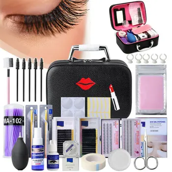 

22pcs Glue Makeup Training Tweezers False With Bag Beginner Practice Lashes Grafting Eyelash Extension Kit Artificial Fiber