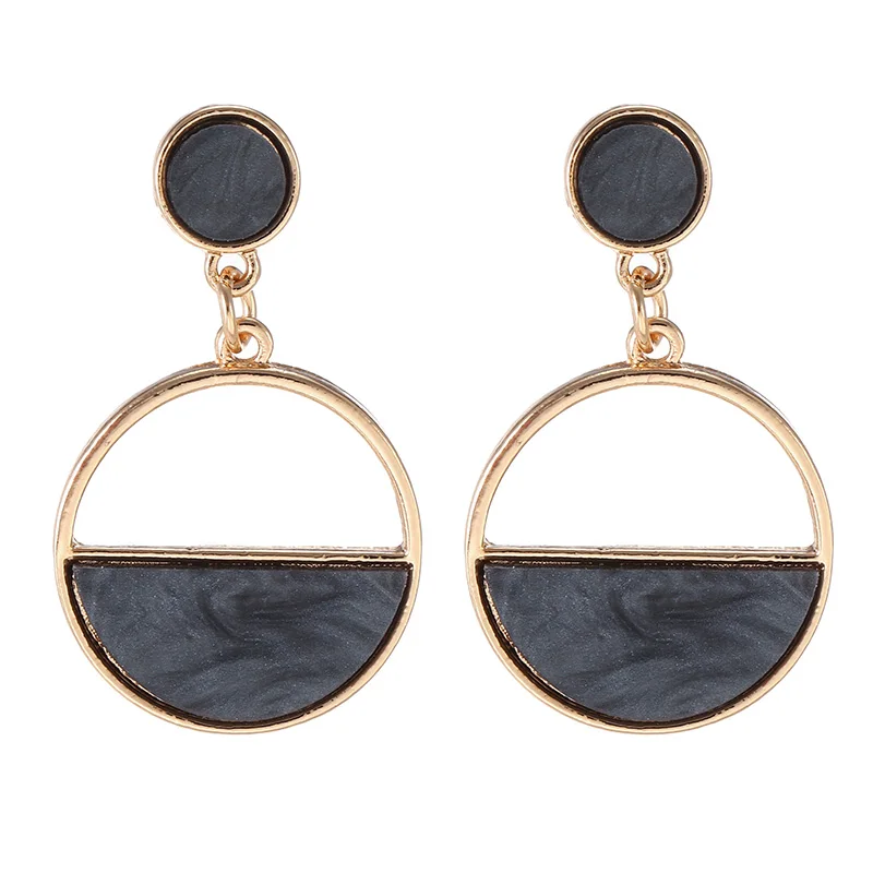 Simple Round Kroean Drop Earrings For Women Gold Black/White Enamel Statement Earrings Fashion Jewelry pendientes mujer