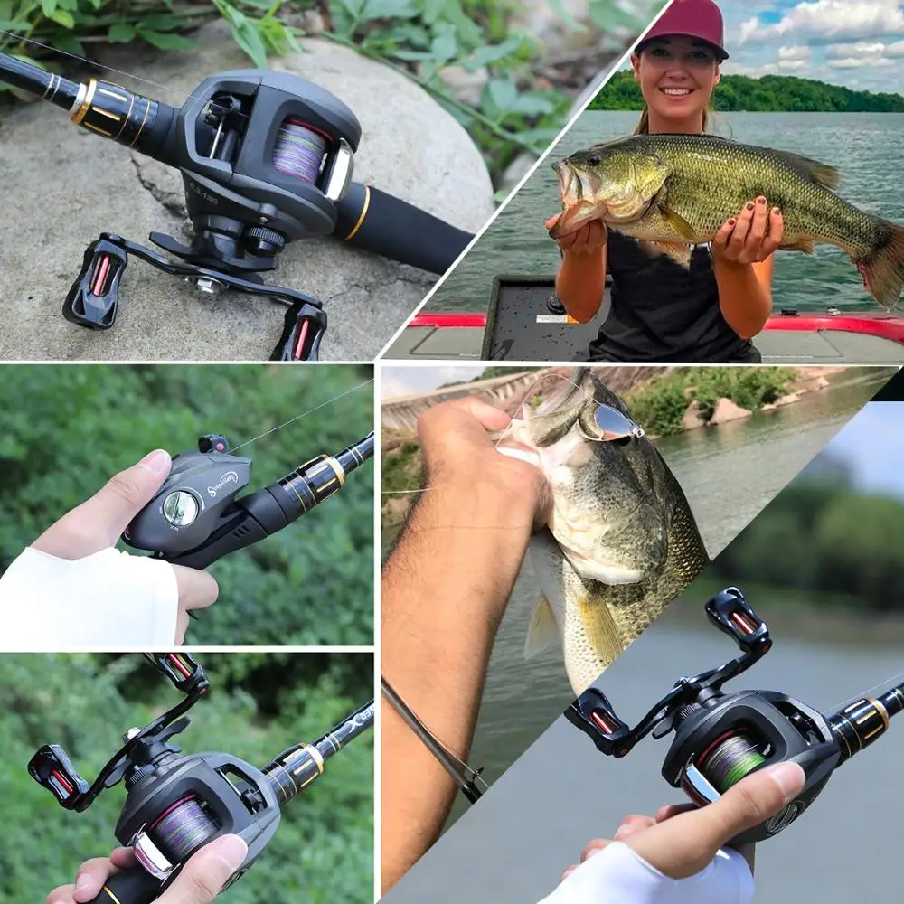 Sougayilang 2.1m Baitcast Rod Reel Combo Portable 4 Section M Power Casting Fishing Pole and Casting Fishing Wheels Set Kit