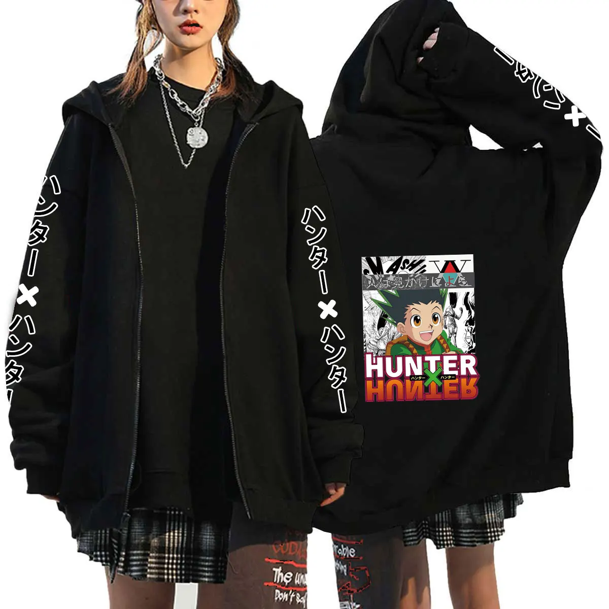 sweatshirts for women Hunter X Hunter Killua Zoldyck Zip Up Hoodies Streetwear Plus Size Jackets Coats Long Sleeve Fleece Zipper Anime Hoodies purple hoodie Hoodies & Sweatshirts