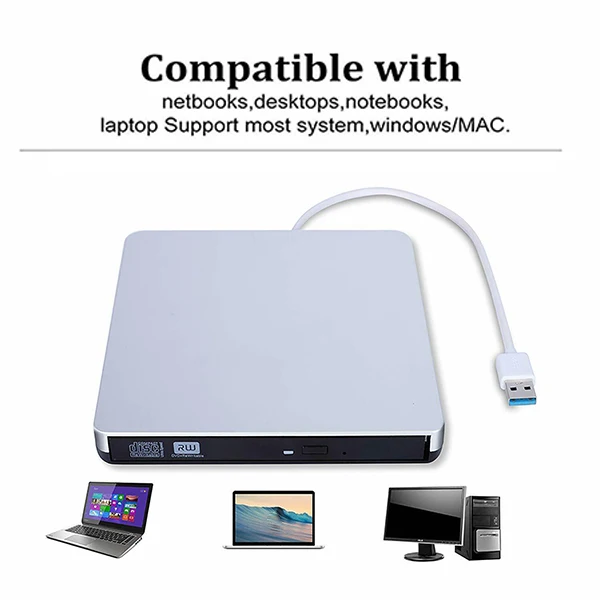 Внешний USB 3,0 DVD привод портативный оптический CD DVD RW rom плеер для портативных ПК HSJ-19
