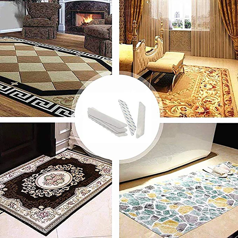 8pcs Reusable Washable Rug Carpet Mat Grippers Pad Non-Slip Silicone Grip For Home Living Room Pads Anti Curling Accessories | Дом и сад