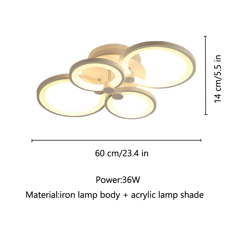 Акриловое кольцо Круглый Обеденный потолочный светильник кухонная Светодиодная лампа спальня 110 В 220 в современный домашний светильник для спальни светильник для дома - Цвет корпуса: 4 Ring Inside