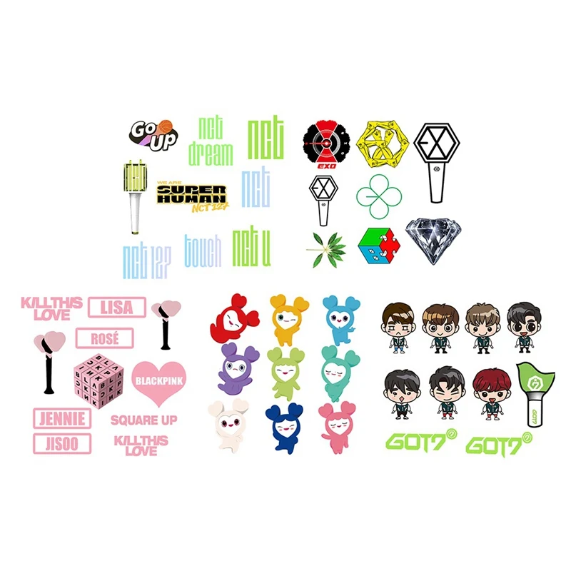Дважды NCT EXO GOT7 черно-розовые Пузырьковые наклейки Трехмерные наклейки любовные буквы Мультяшные наклейки Версия