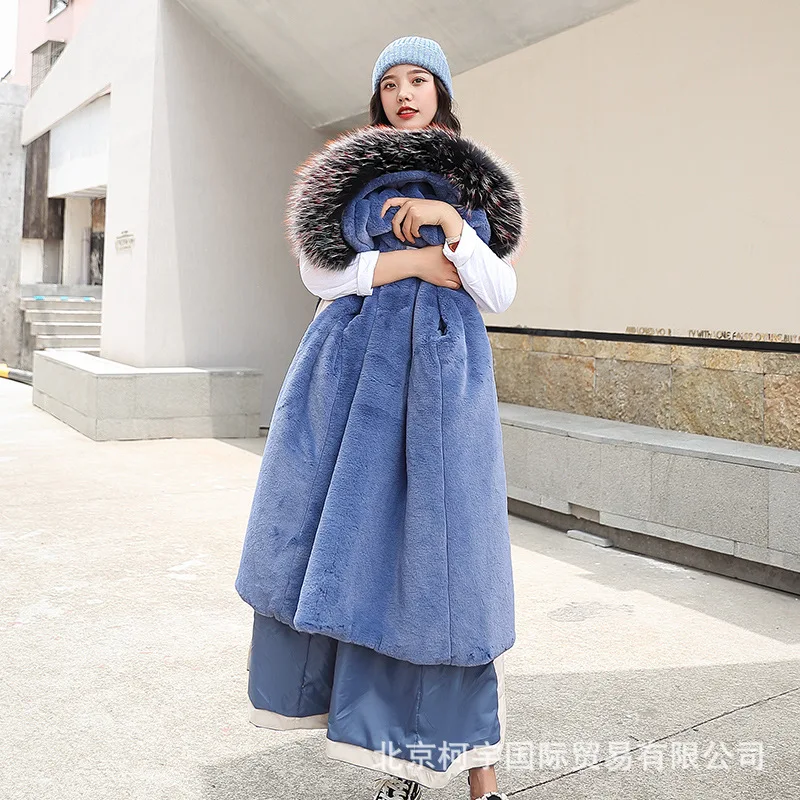 

Parka Cotton-padded Clothes Women's New Style Korean-style Lambswool Inner Wearing Deconstructable Mid-length over-the-Knee plus
