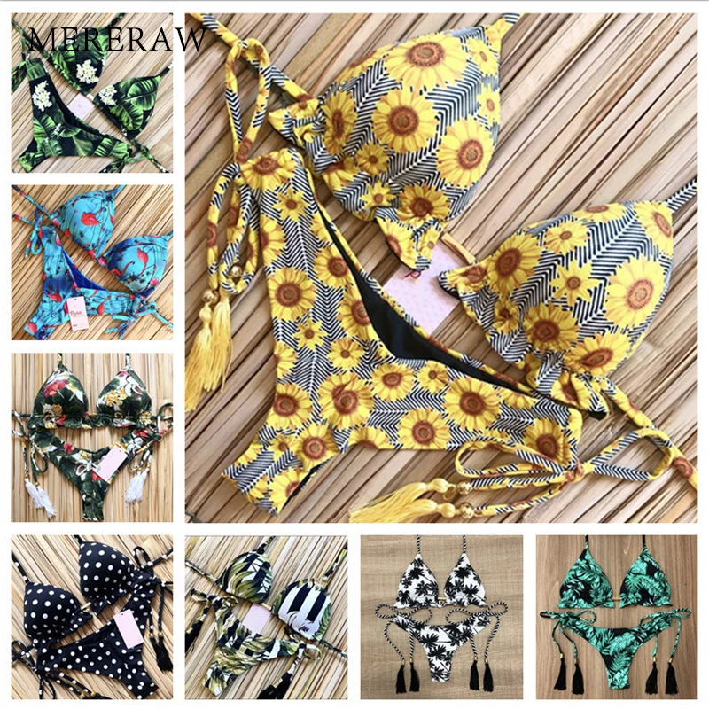 

Printed bikini leopard print Europe and America new strap swimwear swimsuit chest pad nylon tankini swimsuits women Cotton