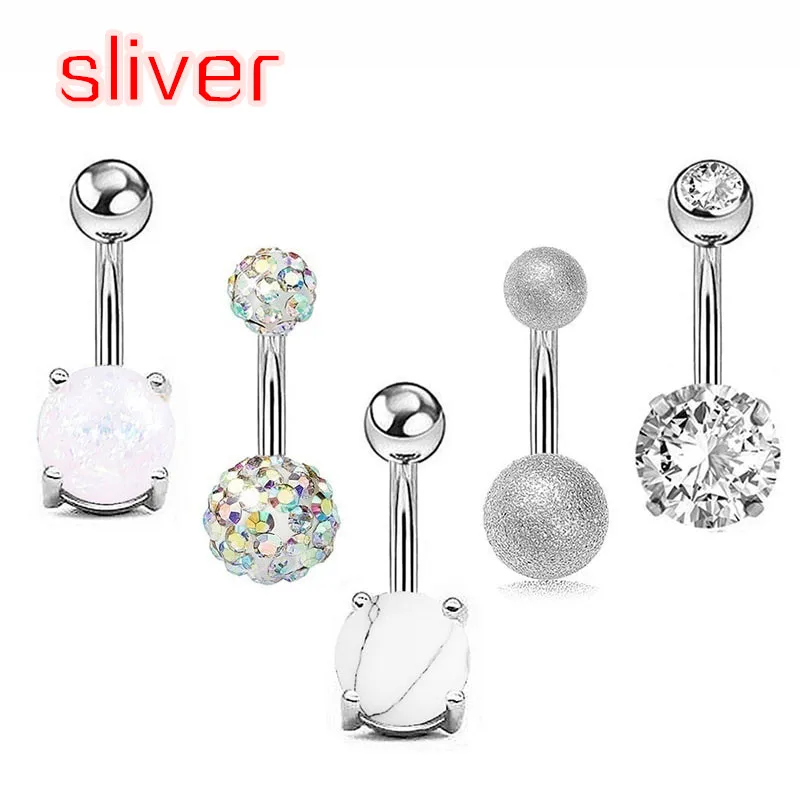 Women Navel Button Rings Rose Gold Rhinestone Sexy Belly Navel Piercing Ring Body Jewelry