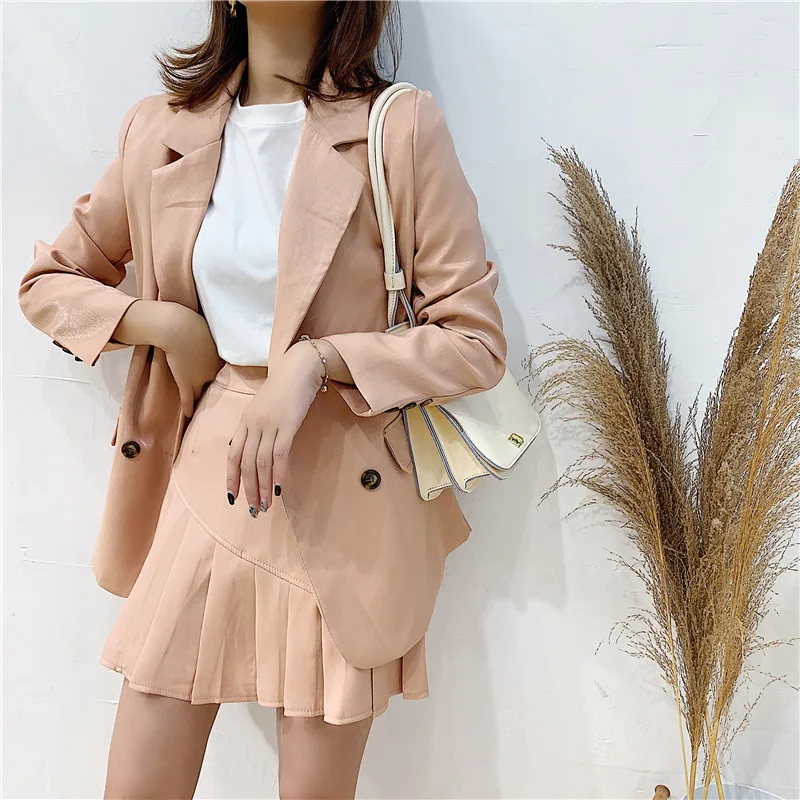 

Office Lady Korean Women's Suit Jacket + Pleated Skirt Suit Autumn 2019 New Fashion Temperament Two-piece Suit Skirt Set