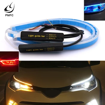 

PMFC 2x60cm Car Styling Universal Flexible LED DRL Strip Turn Signal Light Auto Daytime Running Lights 12V LED DRL Angel Eyes