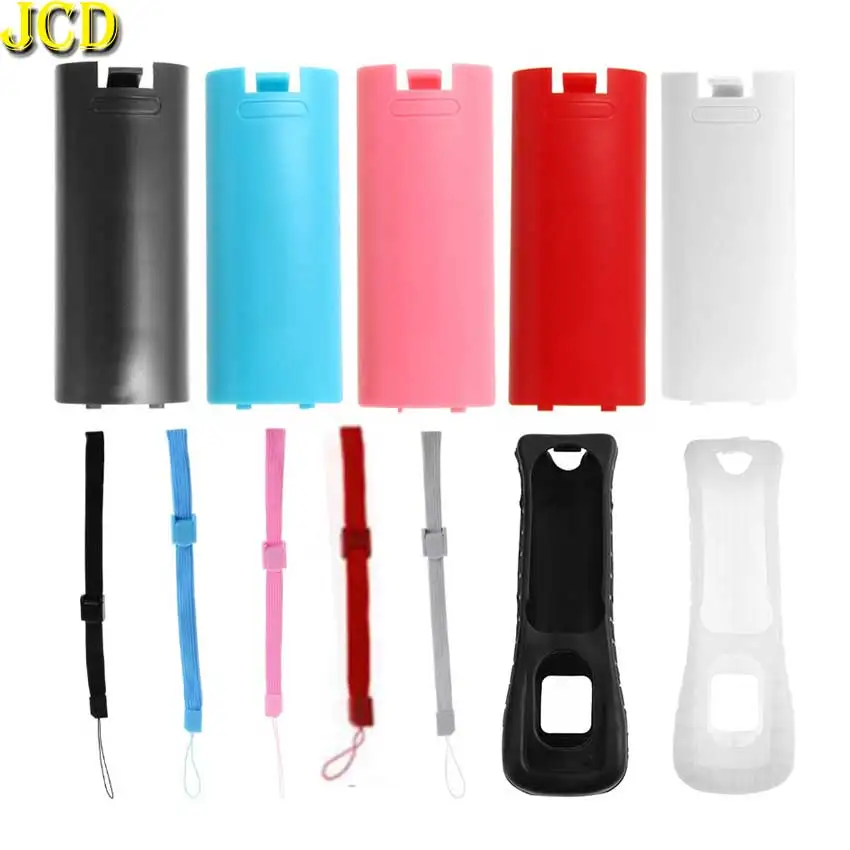 

JCD Protective Silicone Cover Case Battery Back Door Shell Hand Strap Kit Replacement for Nintend WII U WIIU Remote Controller