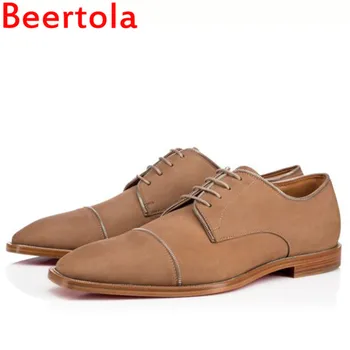 

Brand Beertola Suede Fashion Men's Dress Shoes Leather Flats Heel Shoes Men Business Style Male Flat Bottom Man Two Style
