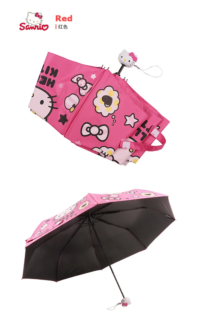 Милые Мультяшные Зонты hello kitty двойного назначения, Южно-корейский прозрачный зонтик для девочек, детский зонтик, женский зонтик от дождя