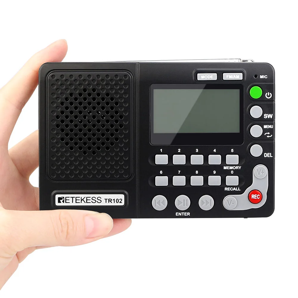 Портативный радиоприемник Retekess TR102 FM/AM/SW World Band mp3-плеер REC Recorder 800 мАч ЖК-дисплей AUX