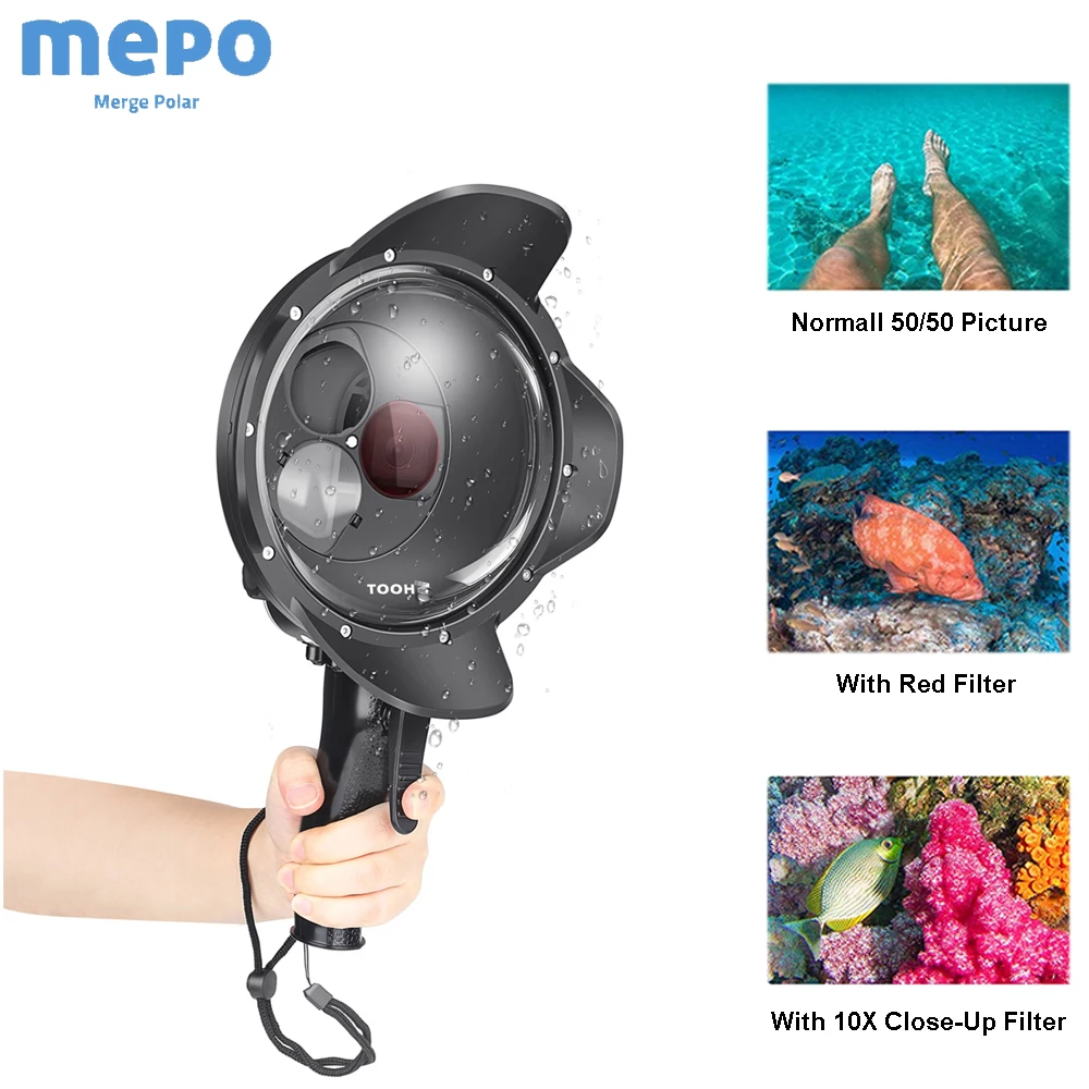 

Go Pro 7 6 5 Underwater Protective Cover with Trigger Switchable Filter For Gopro Hero Diving Dome Port Waterproof Lens Case