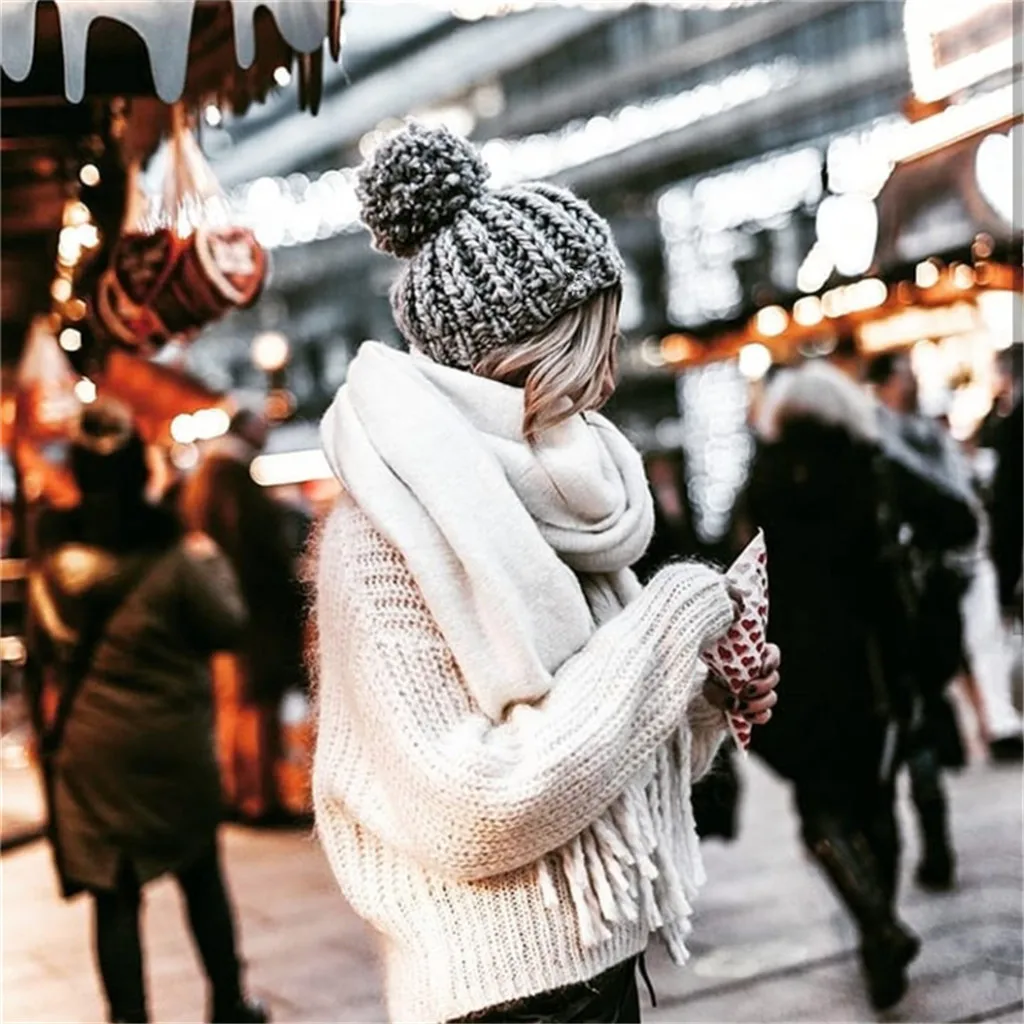 Новое поступление, жесткий однотонный головной убор с флисовой подкладкой, вязаная шапка, вязаная шапка, шапка с помпонами, осенне-зимние шапки для женщин