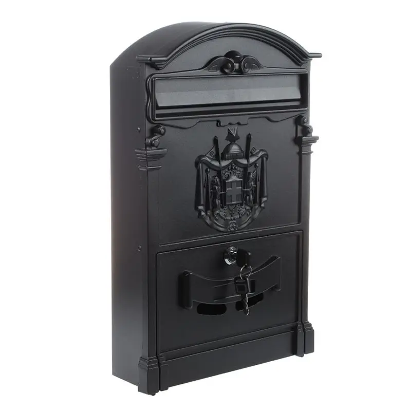 

New Heavy Duty Black Aluminium Lockable Secure Mail Letter Post Box Letterbox New