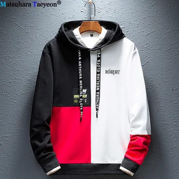 

contrast Pullover Hip Hop Sweatshirt Hoodie Men's patchwork Long Sleeve Hoodies Streetwear Men hoodies high quality Clothes