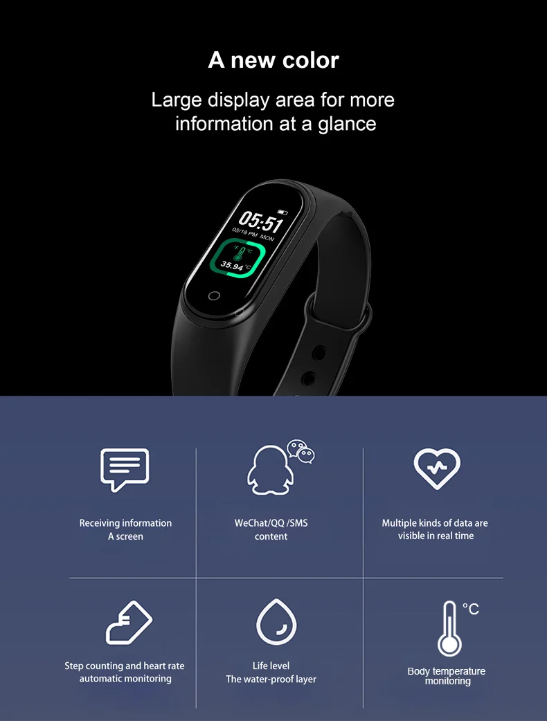 2022 Measurable Body Temperature M4Pro Smart Band Sport Wristband Fitness Blood Pressure Bluetooth Smart Watch Fit Men Women Kid