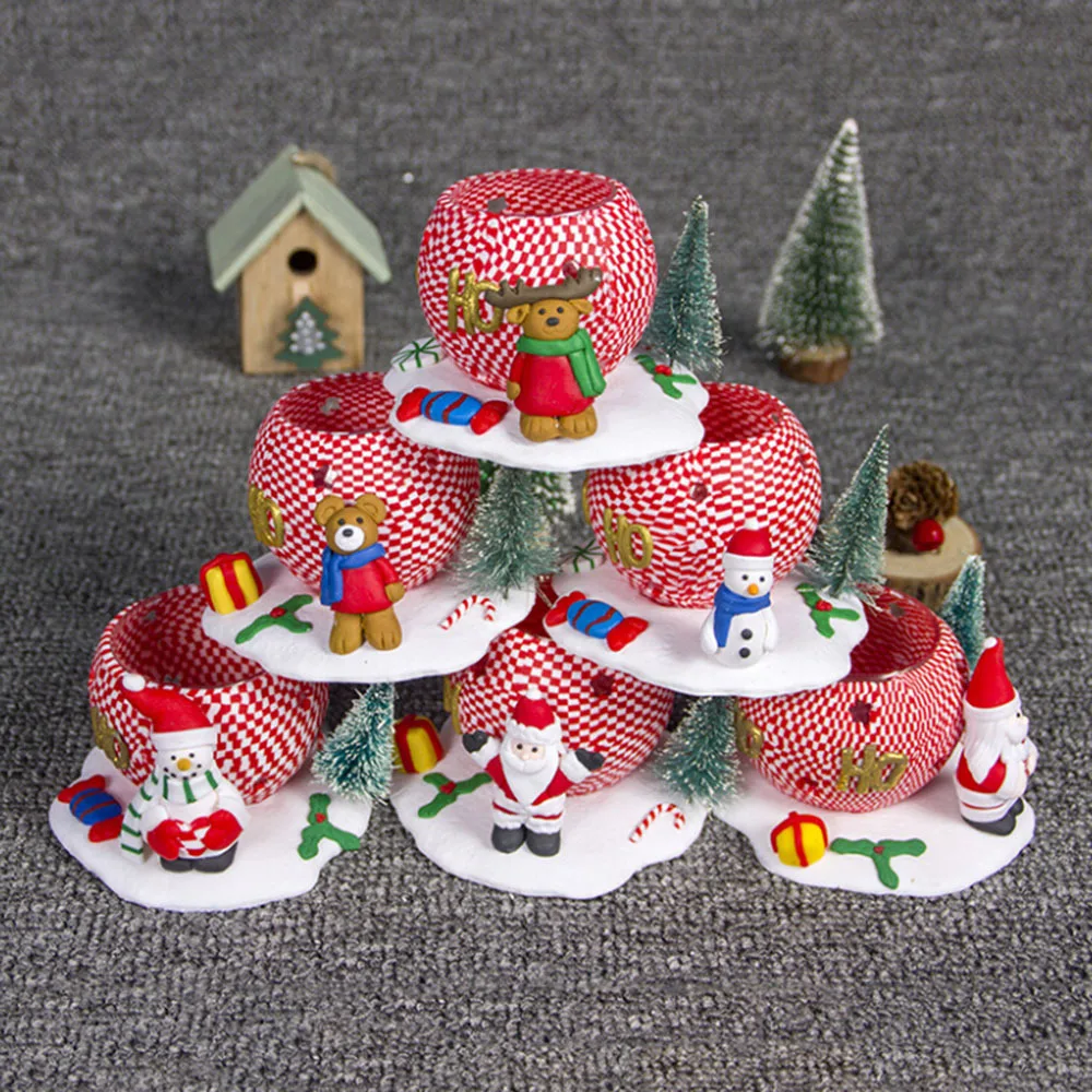 Рождественский керамический Tealight украшения подсвечник трехмерный мягкий, керамический Рождественская Кукла декоративный подсвечник