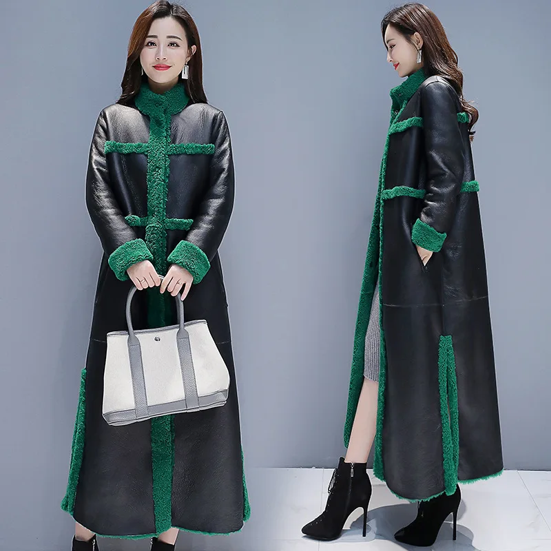 

Thick Warm Comfortable Slim Fit Slimming Solid Color Long Cotton Coat 2019 Winter New Style WOMEN'S Leather Top Coat
