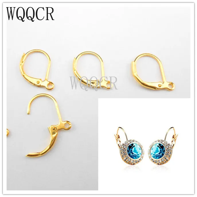 

100PCS Hot Sale Depressed Semicircle Gold Plated Earring Hook Earwires Woman Jewelry Lever Back DIY Making Accessories Findings