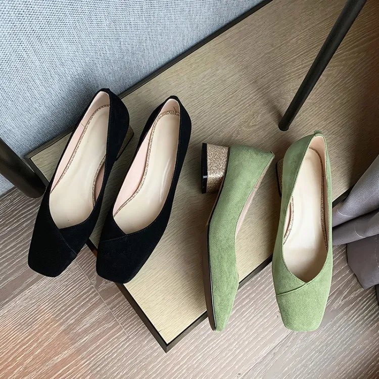 

Korean-style Small Clear Leather Shoes Women's 2020 Spring New Style Semi-high Heeled Square Head Elegant Fashion WOMEN'S Shoes