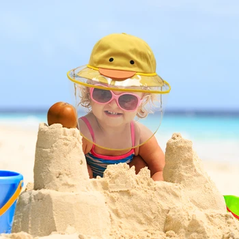 

Kids Protective Fisherman Hat Face Shield Cover Dustproof Hat Mask Sun Hat Anti Droplets Baby Hat Summer With Face Shield