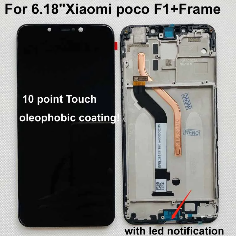 Frame Lcd-Display Touch-Screen Poco F1 Xiaomi Mi Digitizer-Assembly Original for 10-Point