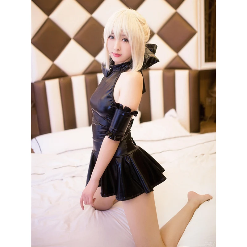 Black Dress Японское каваи белье Сексуальная юбка Эротическое платье из искусственной кожи женское латексное боди японское белье с картинками аниме косплей женский комбинезон аниме белье - Цвет: Black Dress