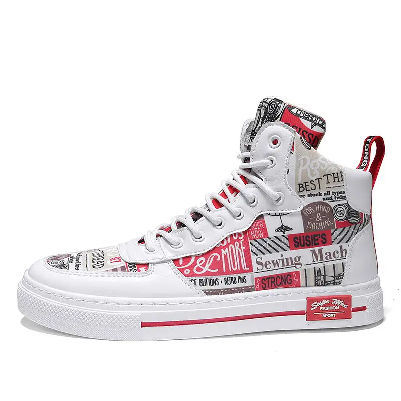 VESONAL/Новинка года; сезон осень-зима; оригинальные кроссовки; мужская обувь с высоким берцем в стиле хип-хоп; Повседневная теплая плюшевая дышащая Мужская Уличная обувь - Цвет: 1102 white red