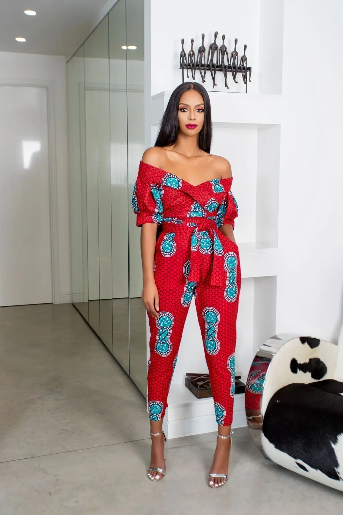 african fashion style New Summer African Printing Jumpsuit For Women Fashion Lantern Sleeves Off Shoulder Ankara Style Trousers Casual Lady Jumpsuit african outfits