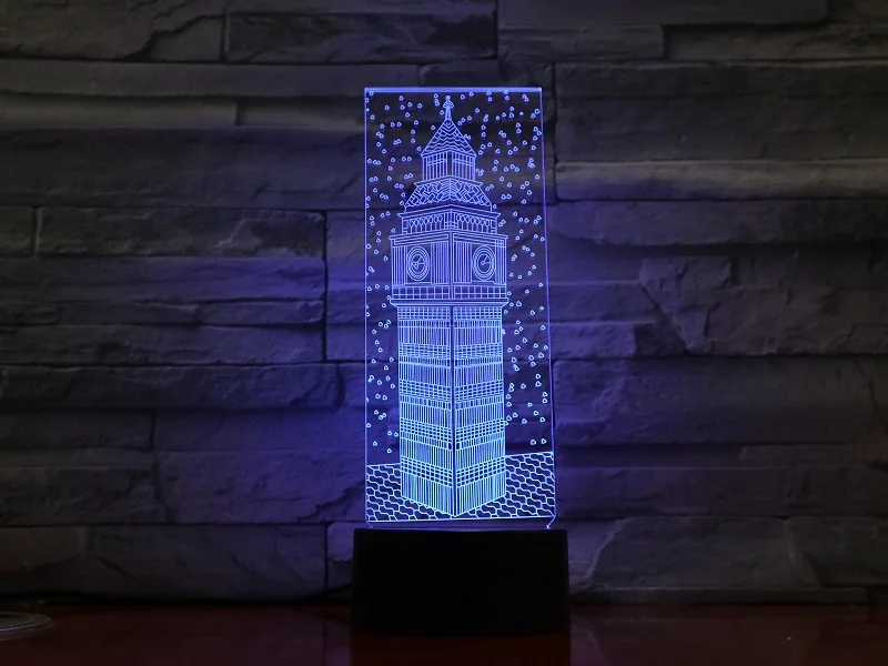 Горячая 3D абажур-колокольчик для лампы форма башни ночник зарядка красочные акриловые светильники USB рождественские украшения для дома 1013