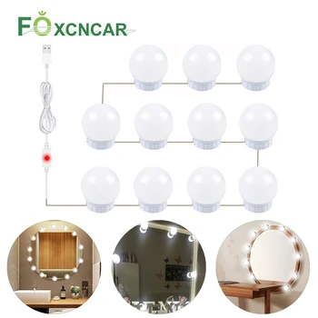 

LED 5V USB Makeup Mirror Light Bulb Hollywood Vanity Lights Stepless Dimmable Wall Lamp 2 6 10 14 Bulbs Kit for Dressing Table