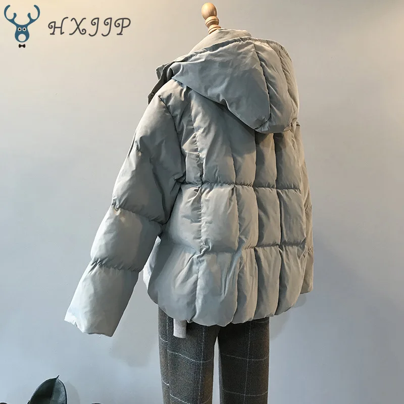 HXJJP новые зимние пуховики с капюшоном, женские свободные утолщенные теплые хлопковые пальто, пуховая куртка, женская верхняя одежда