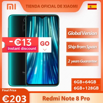 

Xiaomi Redmi Note 8 Pro Global Version 6GB 64GB 128GB Smartphone 64MP Quad Camera MTK Helio G90T Octa Core 4500mAh Battery