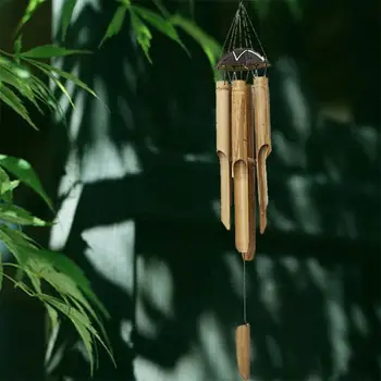 

2020 Bamboo Wind Chimes Coconut Pendant Handwork Japanese Wind Chime Outdoor By Gifts Long Garden Hanging Home Decoration