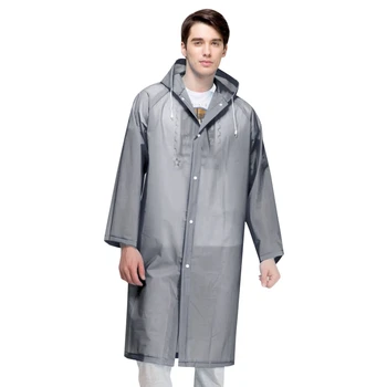 

Fashion Men And Women Eva Transparent Raincoat Portable Outdoor Travel Raincoat Waterproof Camping Hooded Poncho Gray