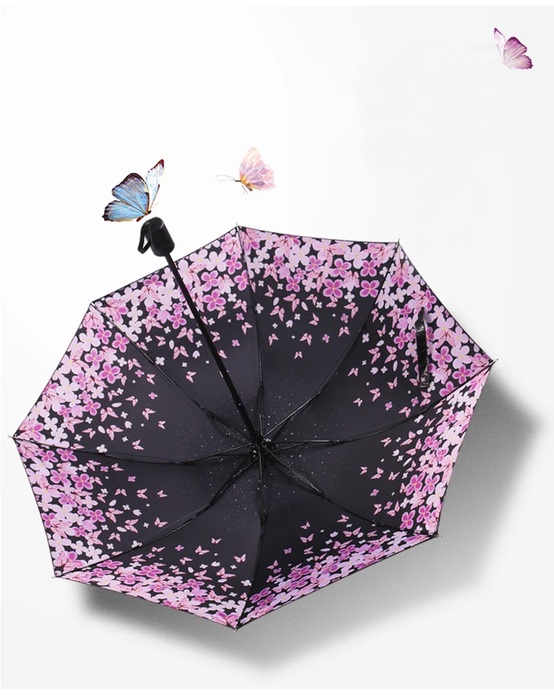 Sakura small fresh ins girl heart folding goddess umbrella dual-use female sun umbrella wpc sunscreen UV protection31