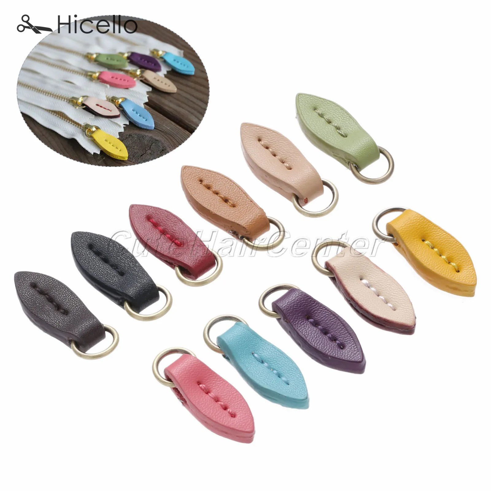 5pcs/lot Zipper Pullers Leaf Shape Pull head Replacement Sewing Craft Fasteners Leather Alloy pendant 33*11mm colorful Hicello